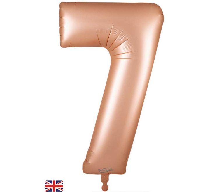 Oaktree 34in NUMBER 7 SATIN PASTEL ROSE JUMBO FOIL BALLOON