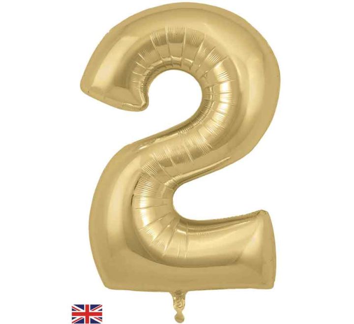 Oaktree 34in NUMBER 2 GOLD SILK JUMBO FOIL BALLOON