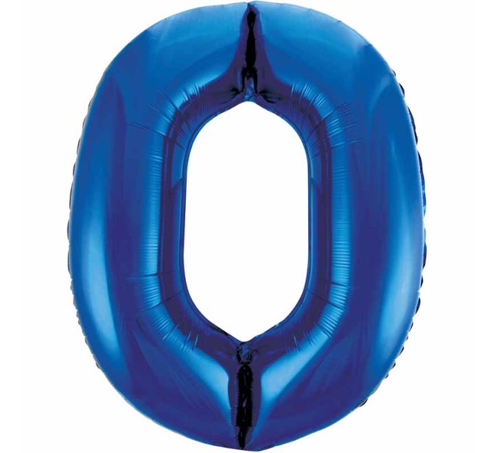 Unique 34in BLUE NUMBER 0 FOIL BALLOON