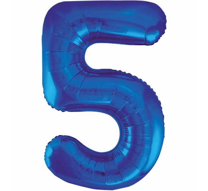 Unique 34in BLUE NUMBER 5 FOIL BALLOON