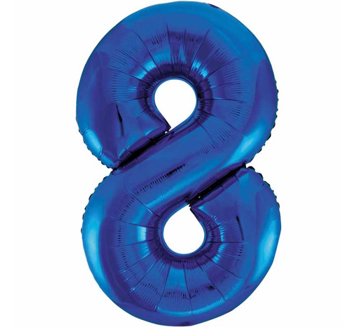 Unique 34in BLUE NUMBER 8 FOIL BALLOON