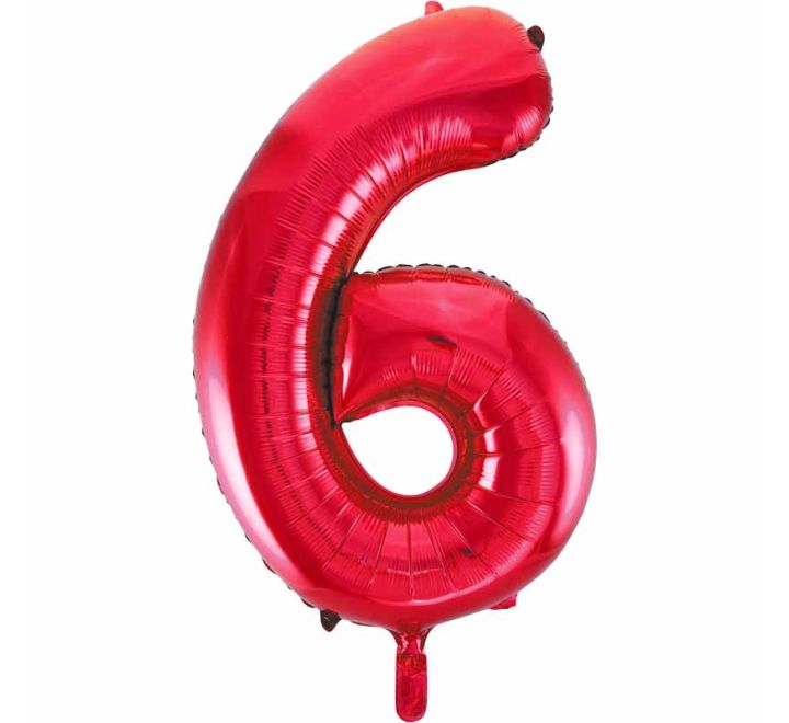 Unique 34in RED NUMBER 6 FOIL BALLOON