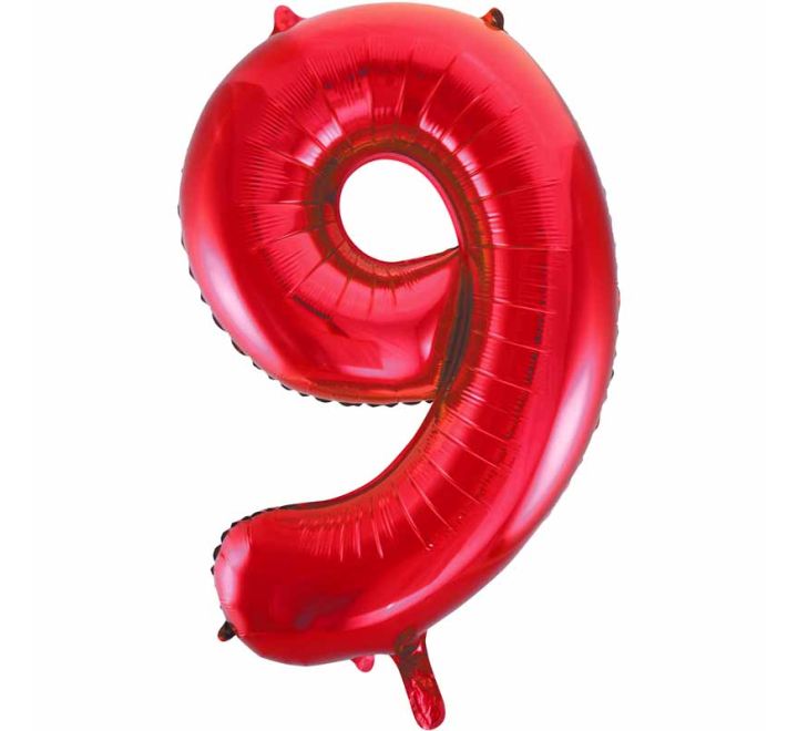Unique 34in RED NUMBER 9 FOIL BALLOON