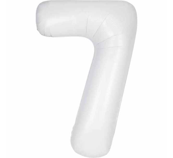 Unique 34in MATTE WHITE NUMBER 7 FOIL BALLOON