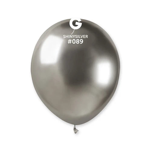 5" Shiny Silver Gemar Latex Balloons (50)