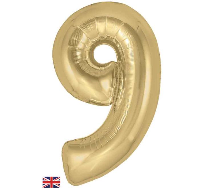 Oaktree 34in NUMBER 9 GOLD SILK JUMBO FOIL BALLOON