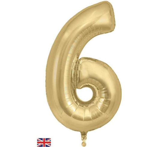 Oaktree 34in NUMBER 6 GOLD SILK JUMBO FOIL BALLOON