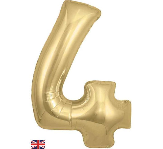 Oaktree 34in NUMBER 4 GOLD SILK JUMBO FOIL BALLOON