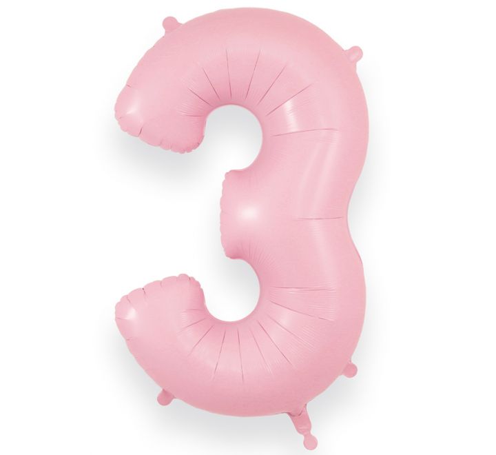 Oaktree 34in NUMBER 3 MATTE PINK JUMBO FOIL BALLOON
