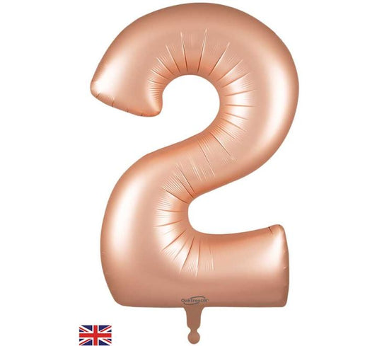 Oaktree 34in NUMBER 2 SATIN PASTEL ROSE JUMBO FOIL BALLOON