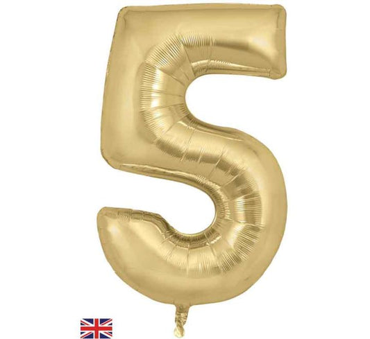Oaktree 34in NUMBER 5 GOLD SILK JUMBO FOIL BALLOON