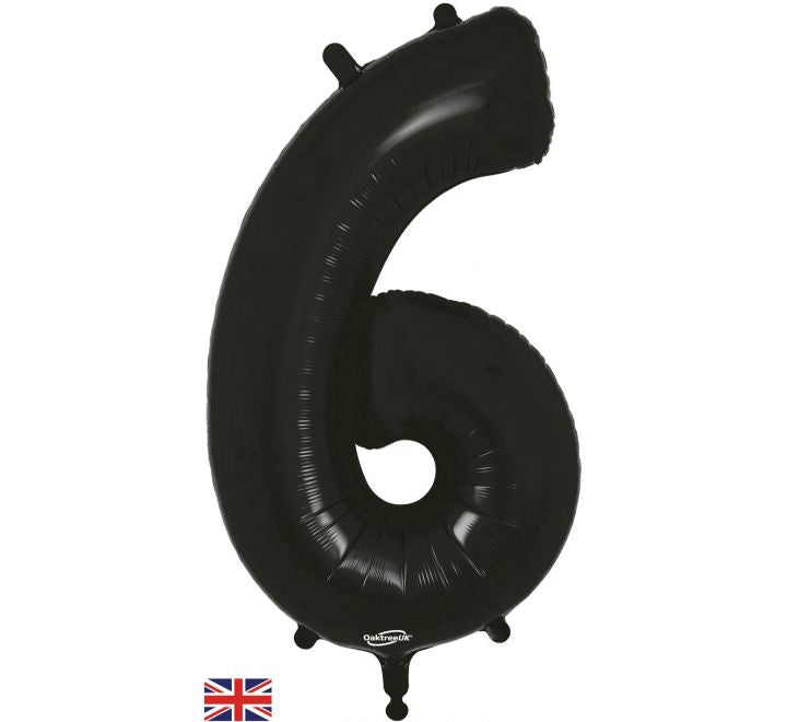 Oaktree 34in NUMBER 6 BLACK JUMBO FOIL BALLOON