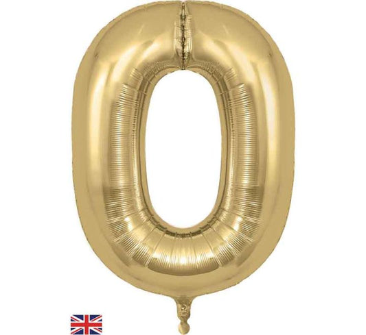 Oaktree 34in NUMBER 0 GOLD SILK JUMBO FOIL BALLOON