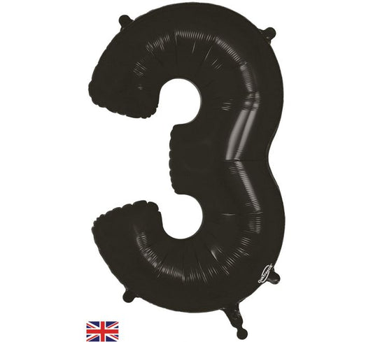 Oaktree 34in NUMBER 3 BLACK JUMBO FOIL BALLOON
