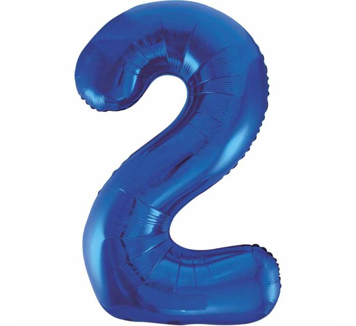 Unique 34in BLUE NUMBER 2 FOIL BALLOON