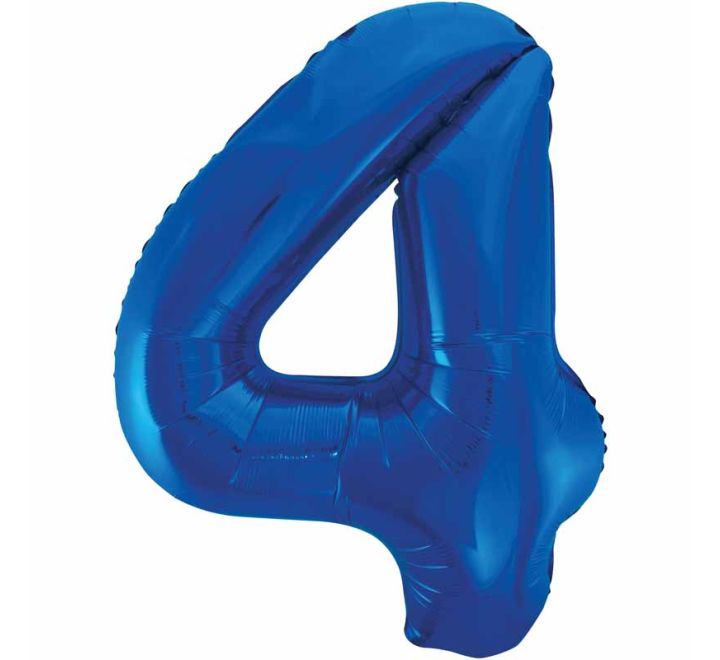 Unique 34in BLUE NUMBER 4 FOIL BALLOON