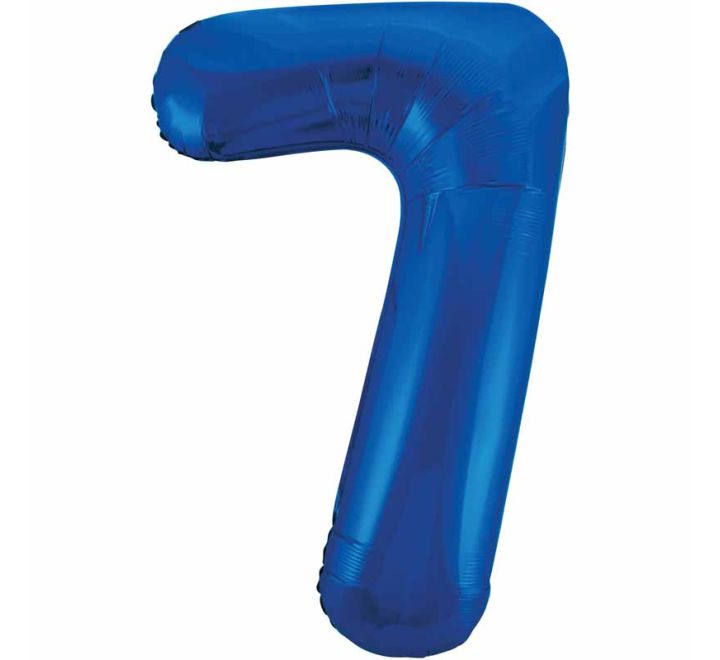 Unique 34in BLUE NUMBER 7 FOIL BALLOON