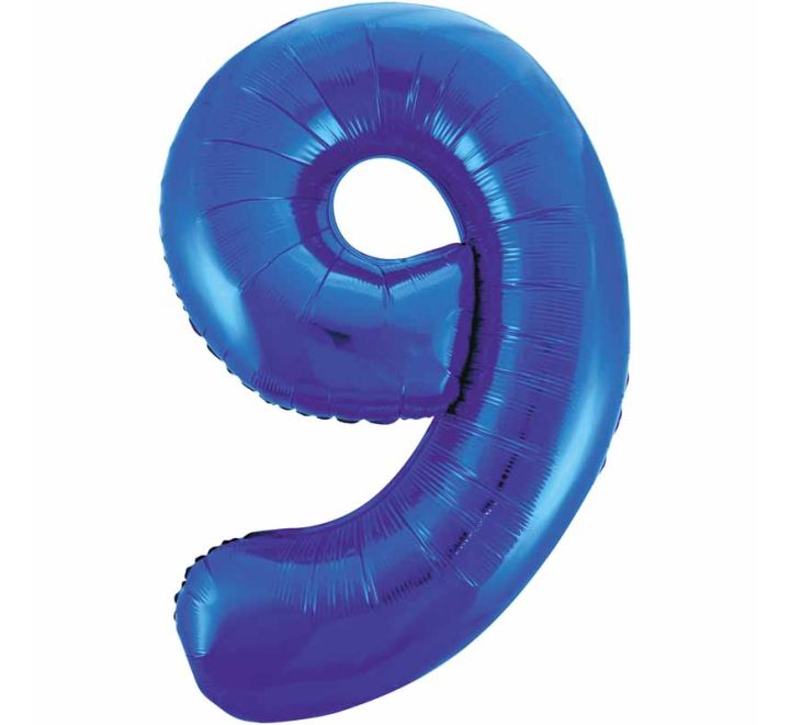 Unique 34in BLUE NUMBER 9 FOIL BALLOON