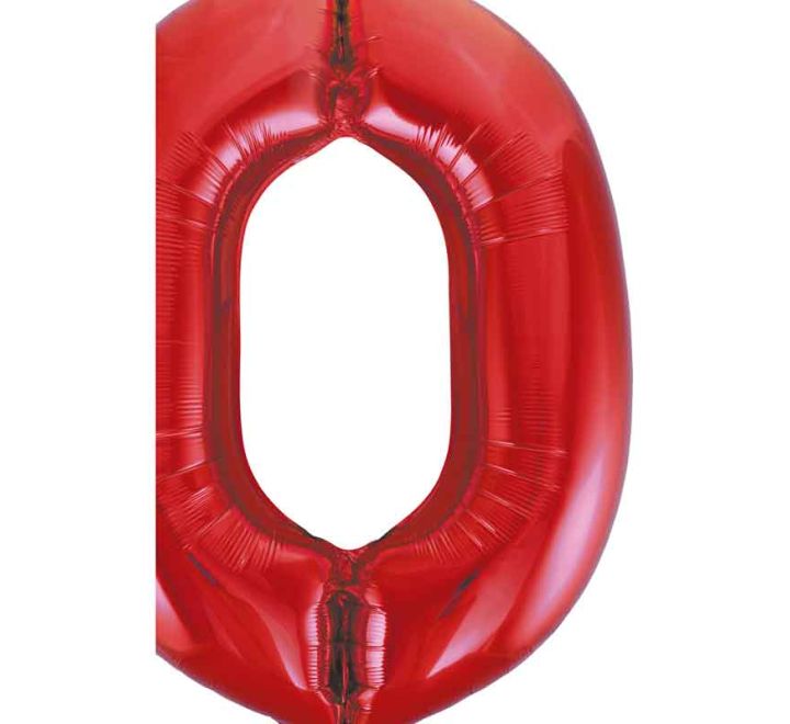 Unique 34in RED NUMBER 0 FOIL BALLOON