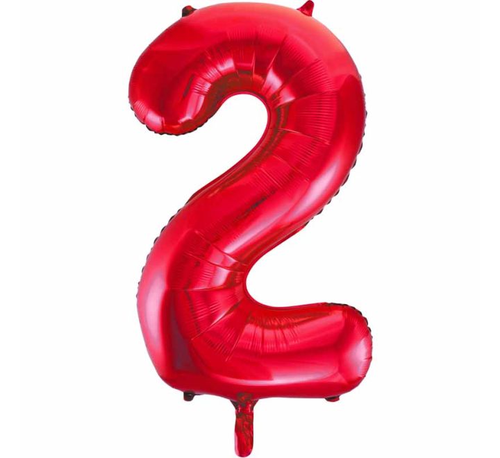 Unique 34in RED NUMBER 2 FOIL BALLOON