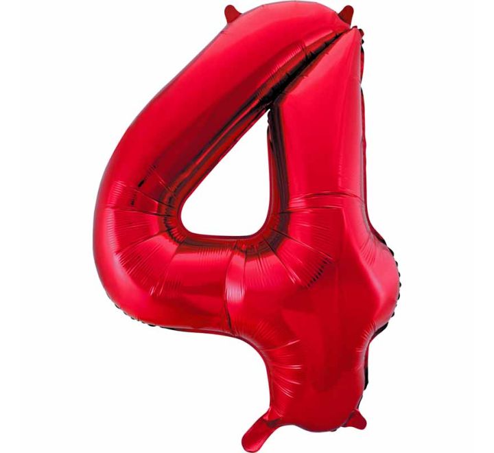 Unique 34in RED NUMBER 4 FOIL BALLOON