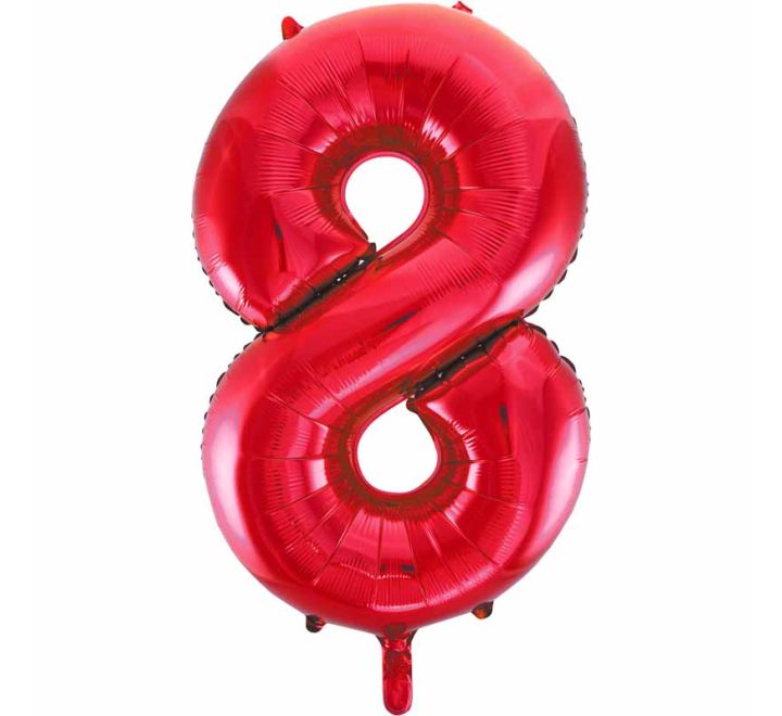 Unique 34in RED NUMBER 8 FOIL BALLOON