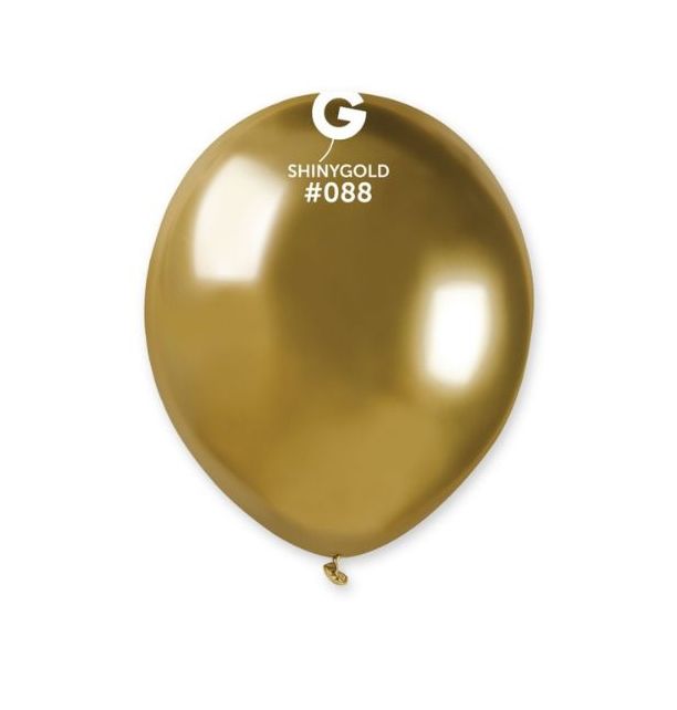 5" Shiny Gold Gemar Latex Balloons (50)