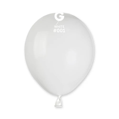 5" Standard White Gemar Latex Balloons (50)